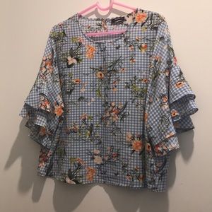 blue plaid top